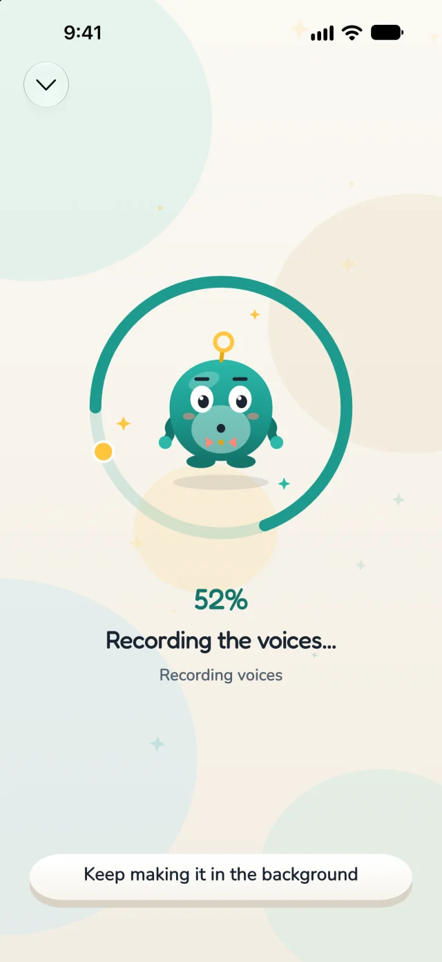 Loopy at work while an episode is made, at 52 percent, recording the voices